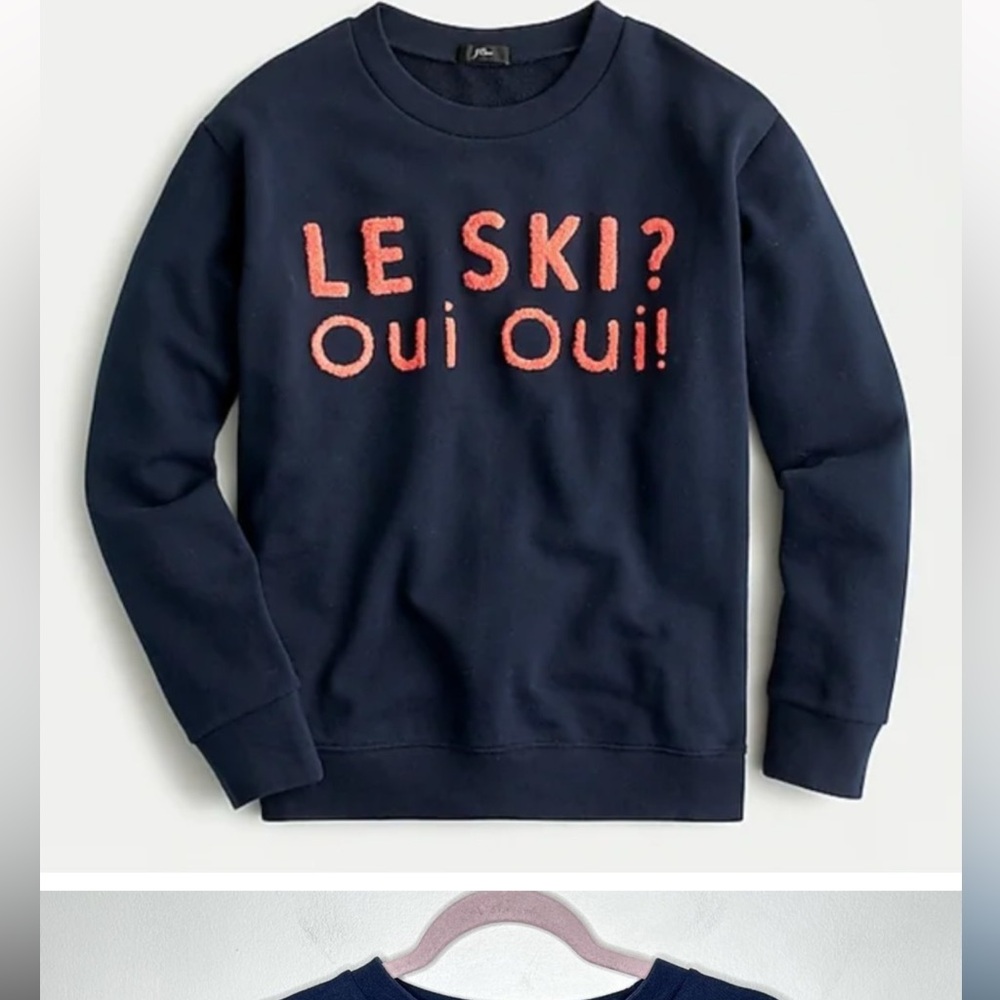 Jcrew Le Ski Oui Oui Embroidery Sweatshirt